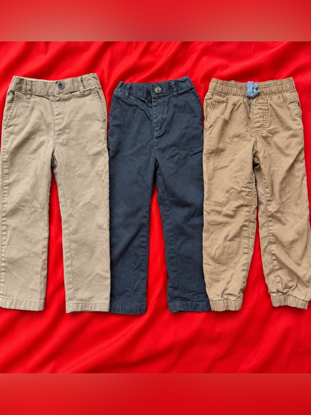 The Children's Place Boys Pants Trio - Navy and Tan Mix